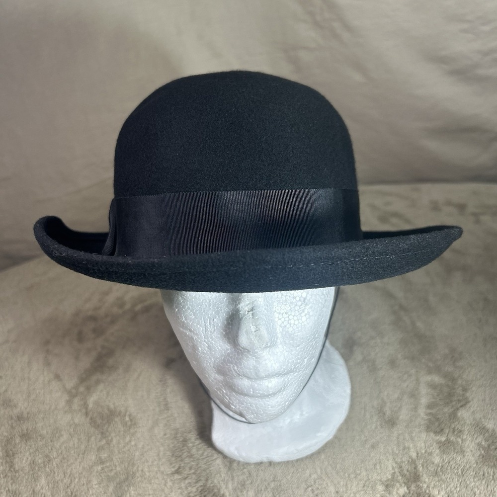 Bailey of Hollywood Black 100% Wool Bowler Derby Hat USA Made Grosgrain